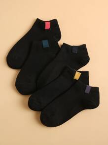 5pairs Men Patched Socks - Black - View 2