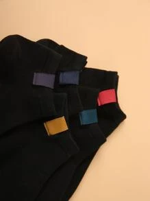 5pairs Men Patched Socks - Black - View 3