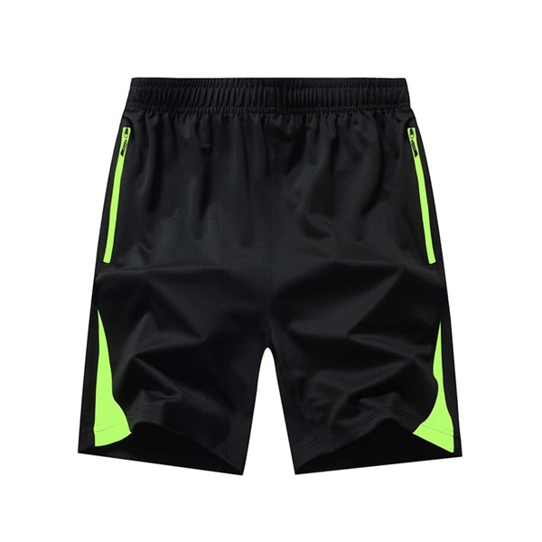 

Men Contrast Panel Zipper Detail Sports Shorts, Black