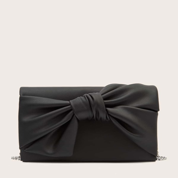 

Bow Decor Chain Clutch Bag, Black