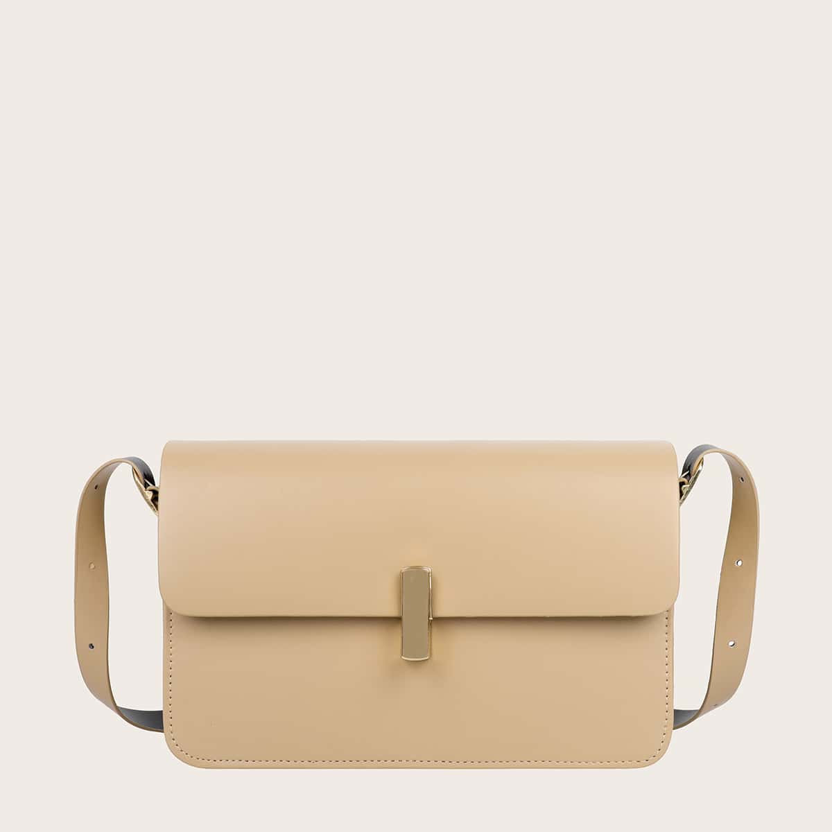 

Minimalist Metal Decor Crossbody Bag, Apricot