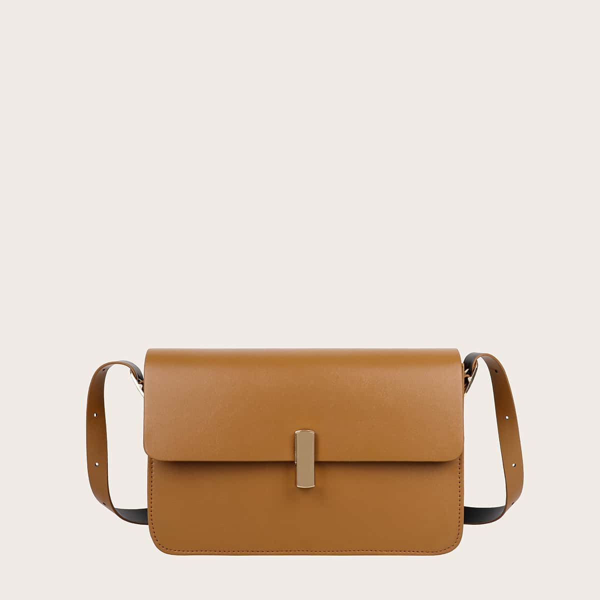 

Minimalist Metal Decor Crossbody Bag, Brown