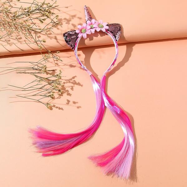 

Girls Hair Wig Hair Hoop, Pink