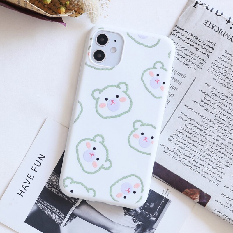 

Cartoon Bear iPhone Case, White