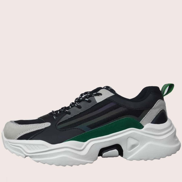 

Men Lace Up Front Reflective Chunky Sneakers, Multicolor