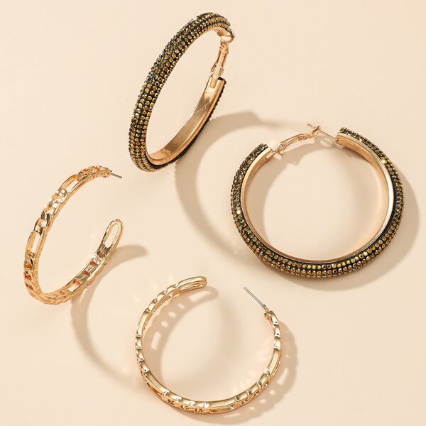 

2pairs Hollow Out Hoop Earrings, Multicolor