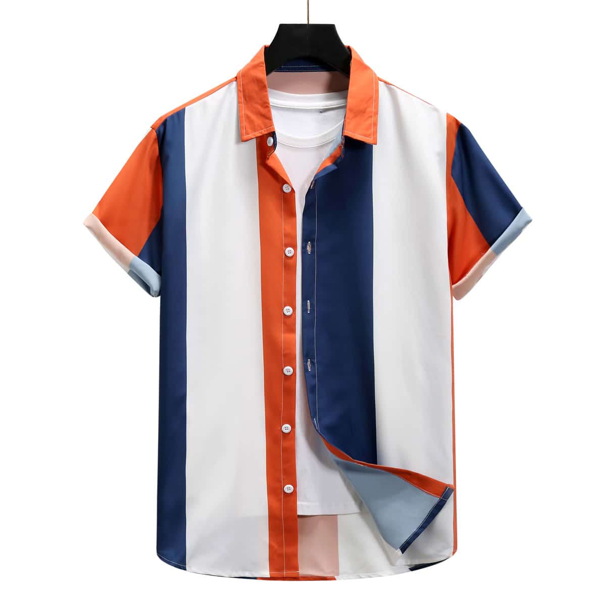 

Guys Colorblock Button Through Shirt, Multicolor