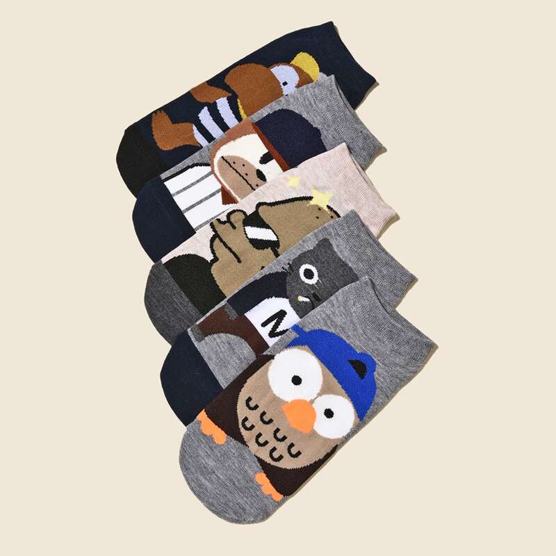 

5pairs Cartoon Crew Socks, Multicolor
