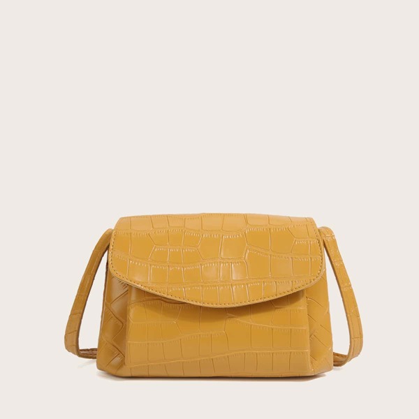 

Croc Embossed Flap Crossbody Bag, Yellow