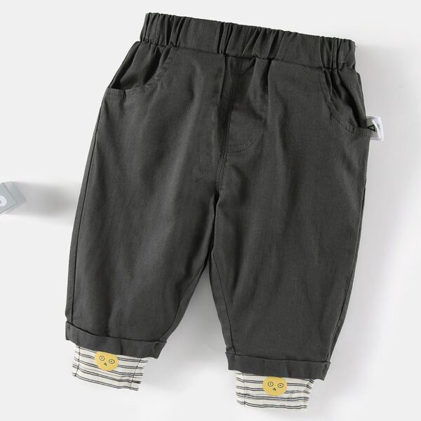 

Baby Boy 2 In 1 Striped Elastic Waist Pants, Dark grey