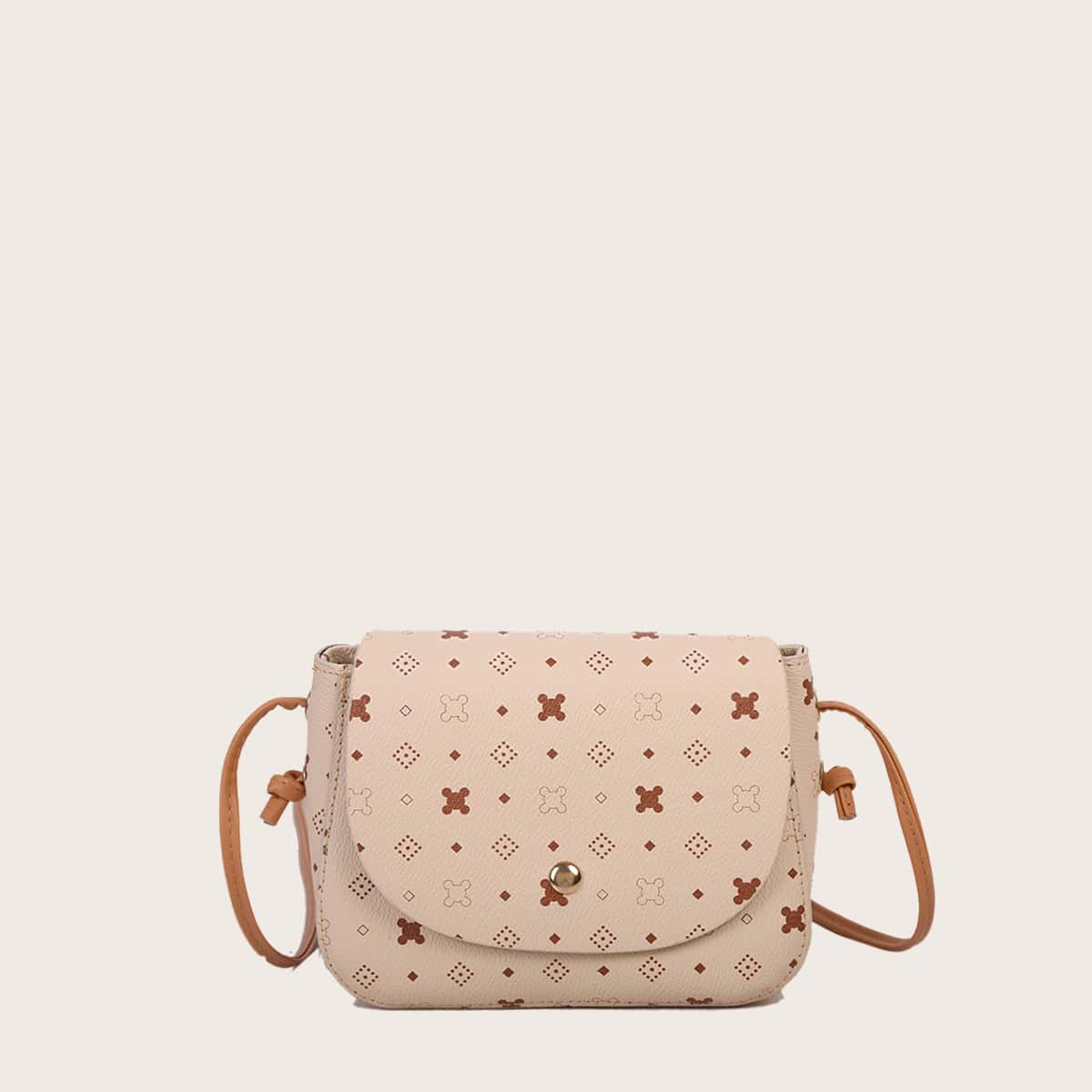 

Geometric Flap Crossbody Bag, Khaki