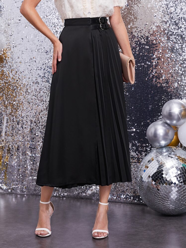 SHEIN プリーツ ベルト ロングスカート | SHEIN JAPAN