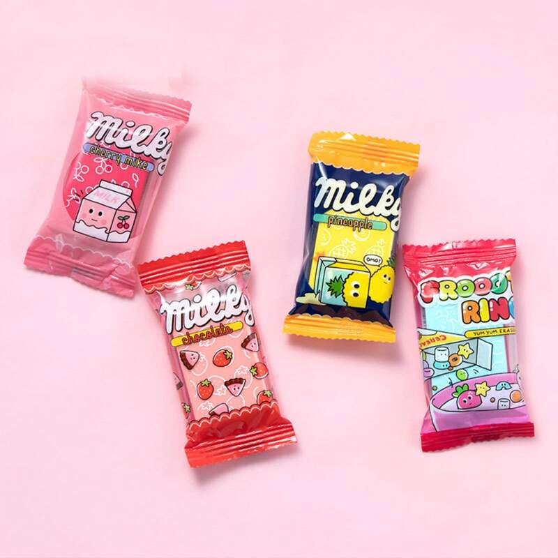

2pcs Random Color Cartoon Eraser, Multicolor