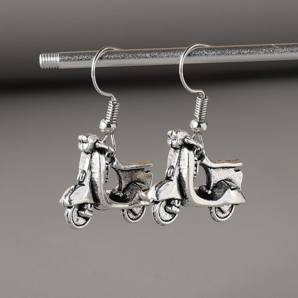 

Motorbike Drop Earrings, Antique silver
