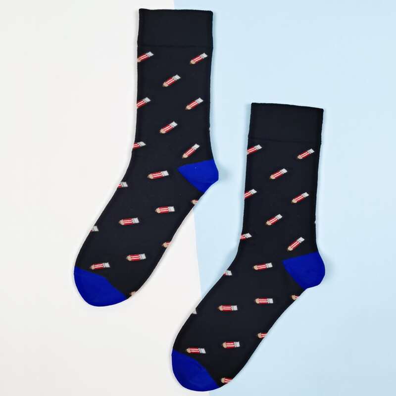 

Guys Pencil Print Socks, Black