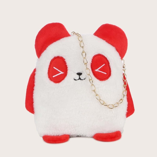 

Cartoon Design Fluffy Chain Bag, Red