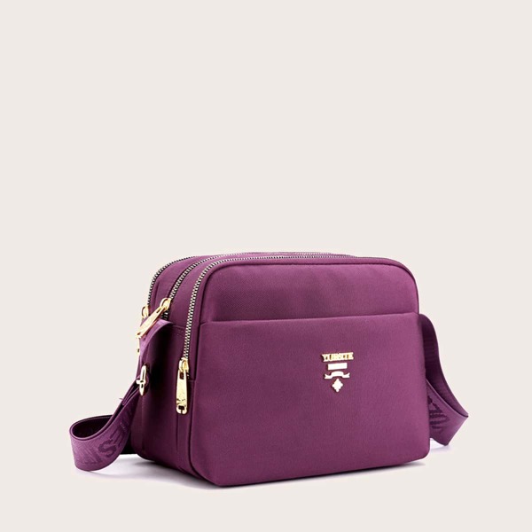

Metal Decor Crossbody Bag, Purple