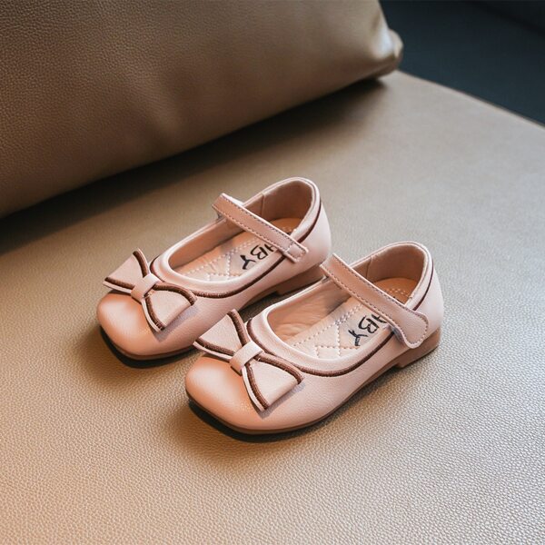 

Toddler Girls Round Toe Bow Decor Flats, Pink