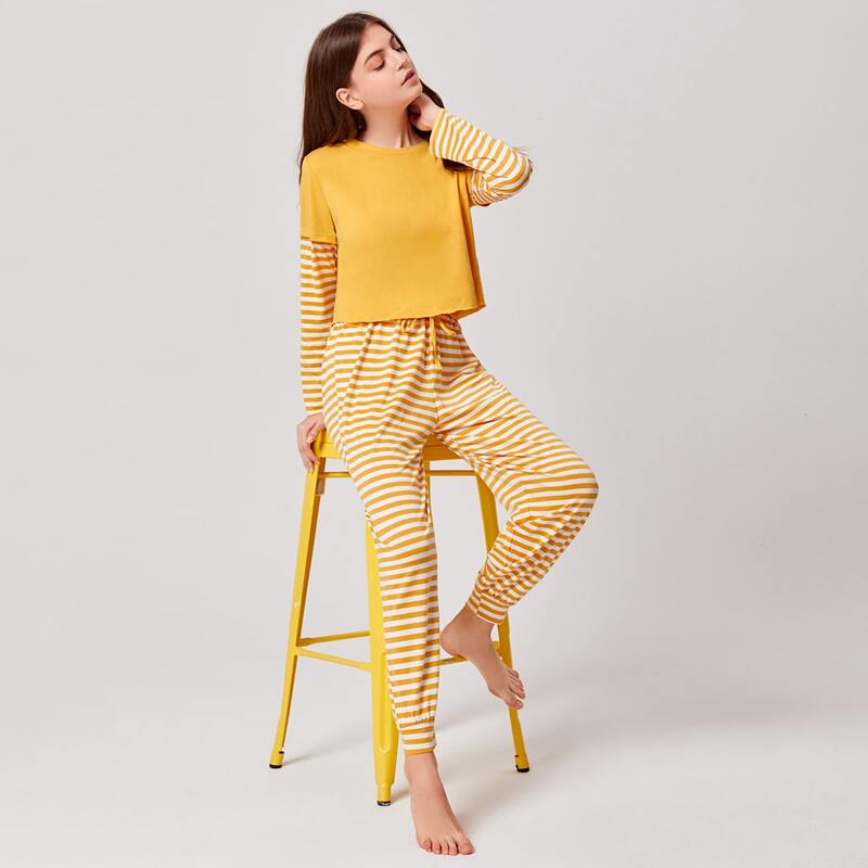

Striped Pants PJ Set, Yellow