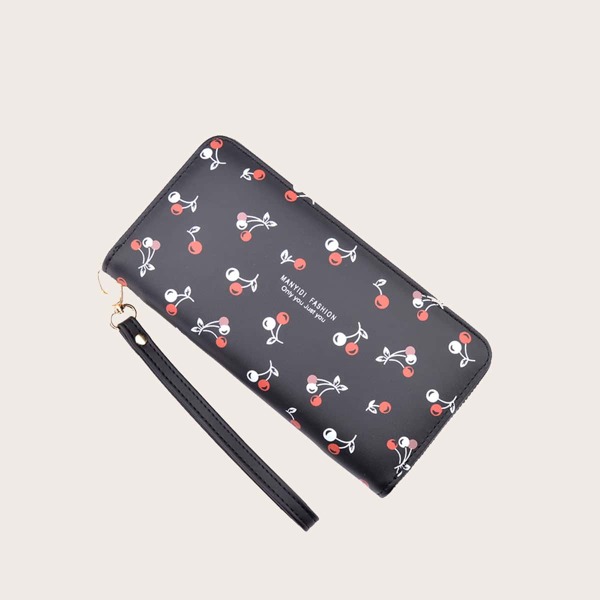 

Fruit Print Long Purse, Black