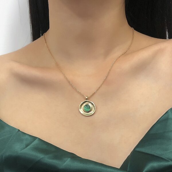 

Round Charm Necklace, Gold