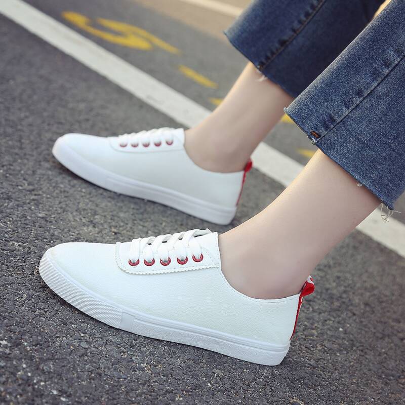 

Simple Lace-up Front Skate Shoes, Red and white