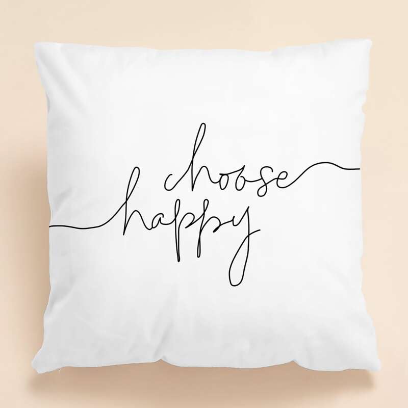 

Line Letter Graphic Cushion Cover Without Filler, White