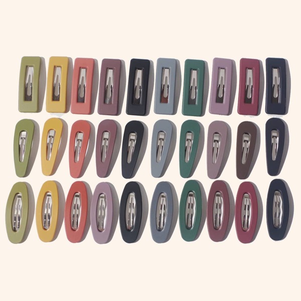 

30pcs Toddler Girls Plain Hair Clip, Multicolor