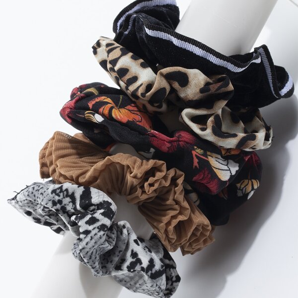 

5pcs Snakeskin Pattern Scrunchie, Multicolor