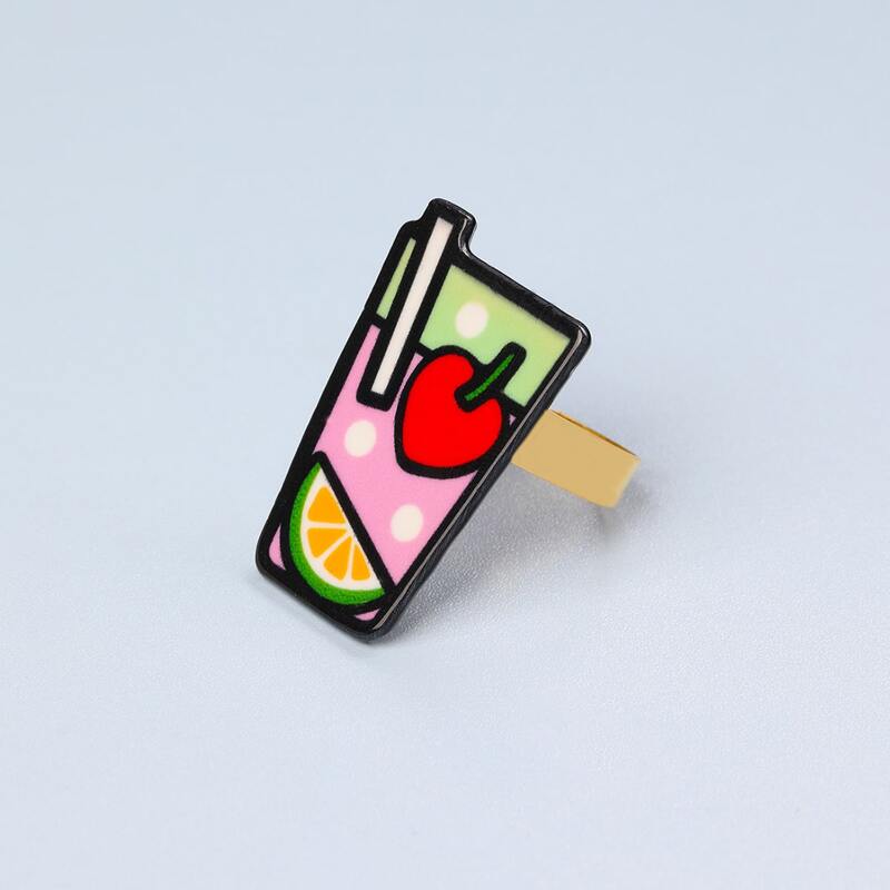 

1pc Juice Cup Shaped Ring, Multicolor