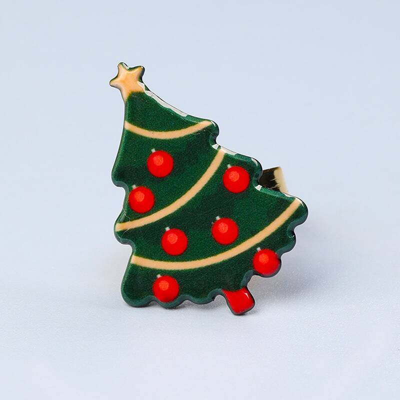 

1pc Christmas Tree Shaped Ring, Multicolor