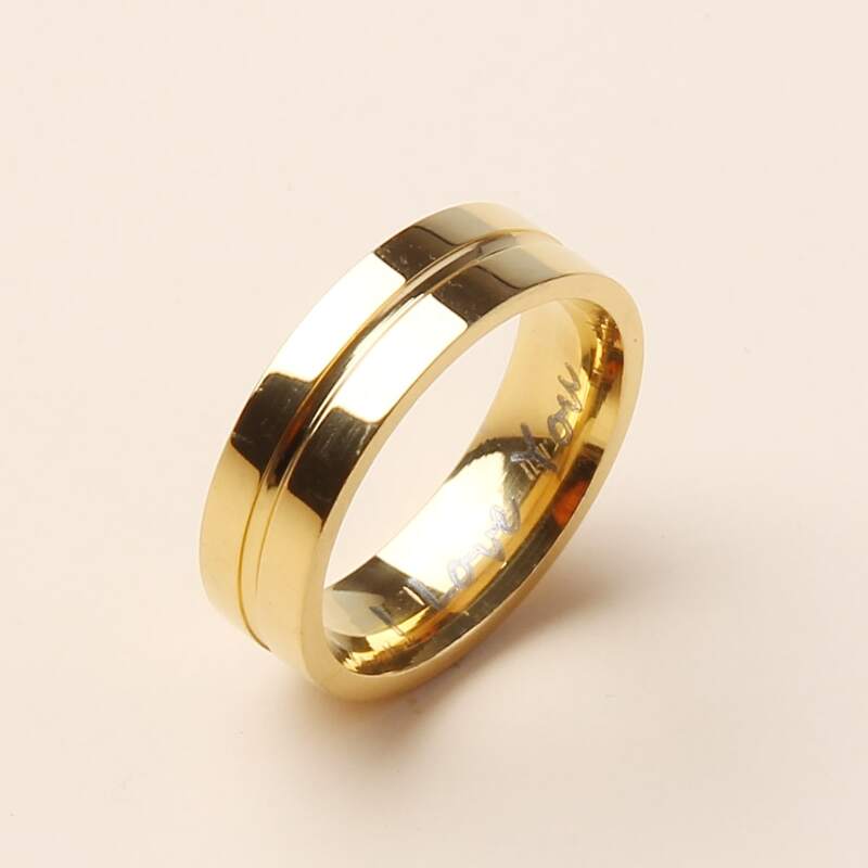 

1pc Letter Detail Polished Ring, Gold