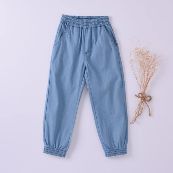 

Toddler Girls Elastic Waist Baggy Jeans, Medium wash