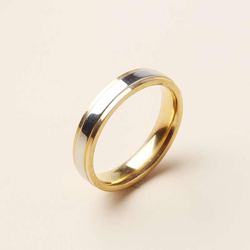 

1pc Two Tone Ring, Gold