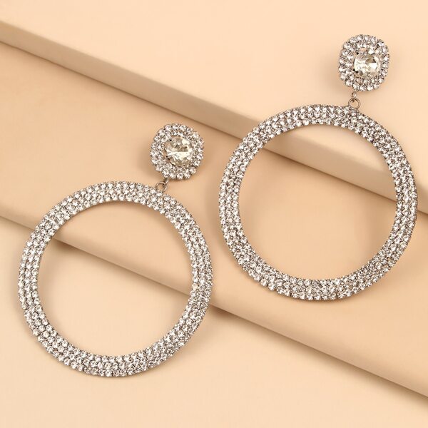 

Rhinestone Round Drop Earrings, Silver
