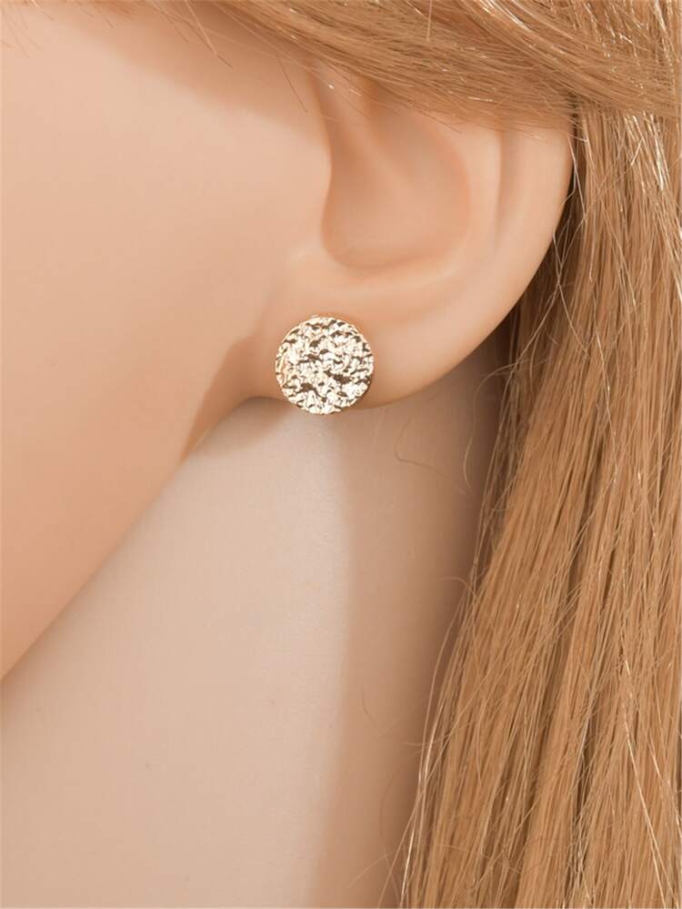 Textured Metal Stud Earrings