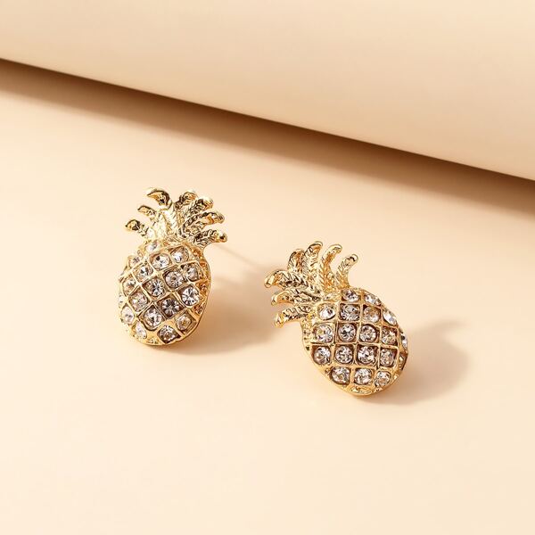 

Rhinestone Fruit Stud Earrings, Gold