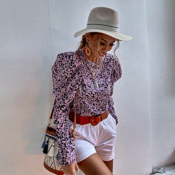 

Ditsy Floral Leg-of-mutton Sleeve Blouse, Multicolor