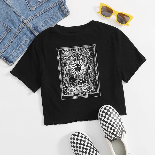 

Plus Sun And Moon Print Tee, Black