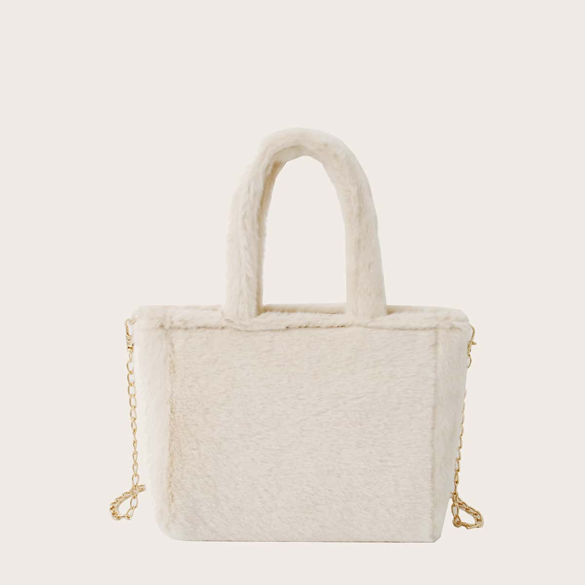 

Faux Fur Fluffy Tote Bag, White