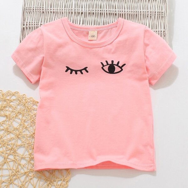 

Toddler Girls Eyelash & Eye Print Tee, Pink