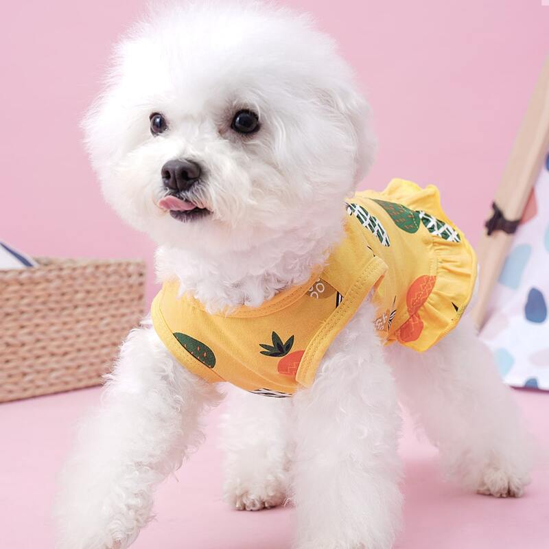 

Pineapple Print Ruffle Decor Pet Tank, Yellow