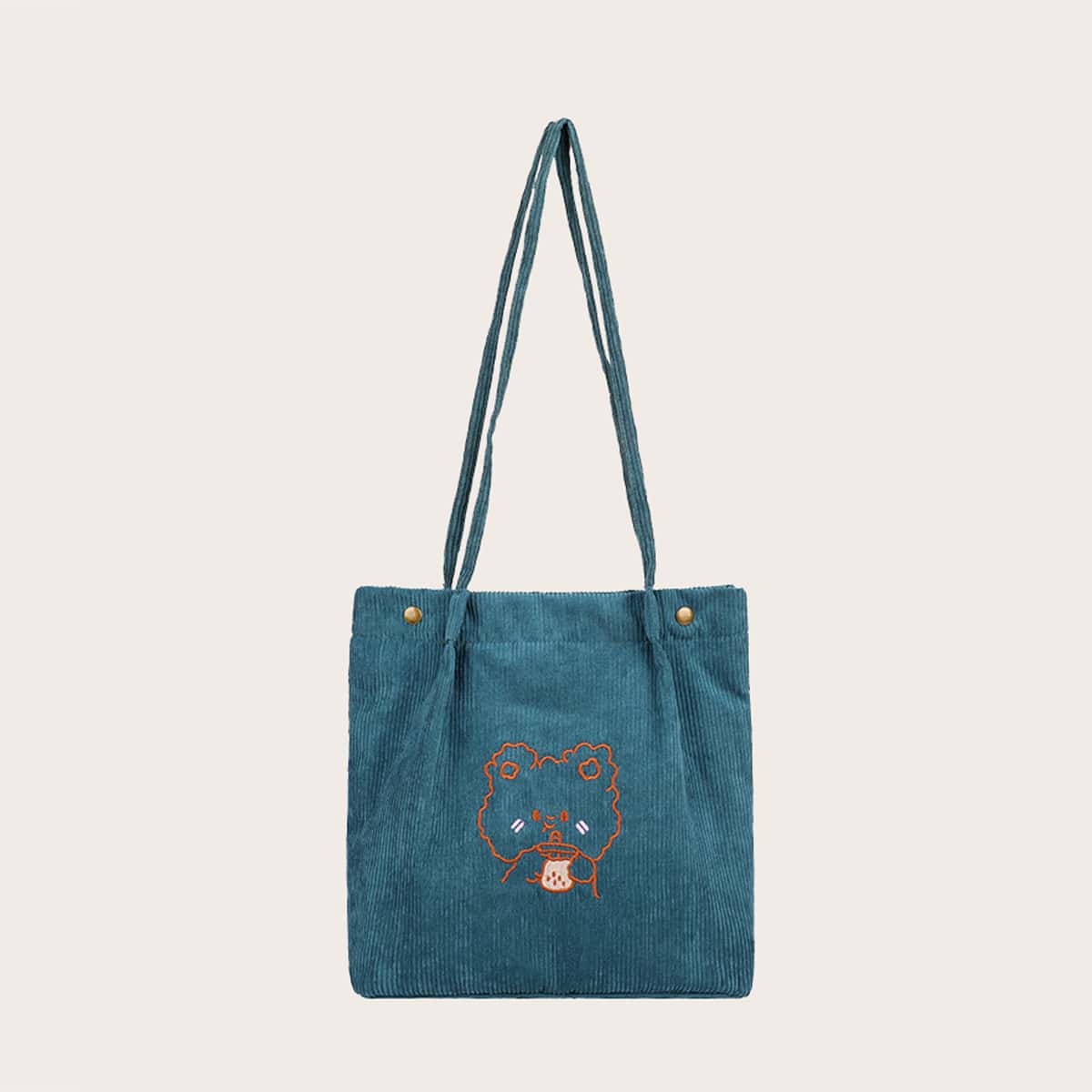 

Cartoon Corduroy Tote Bag, Blue