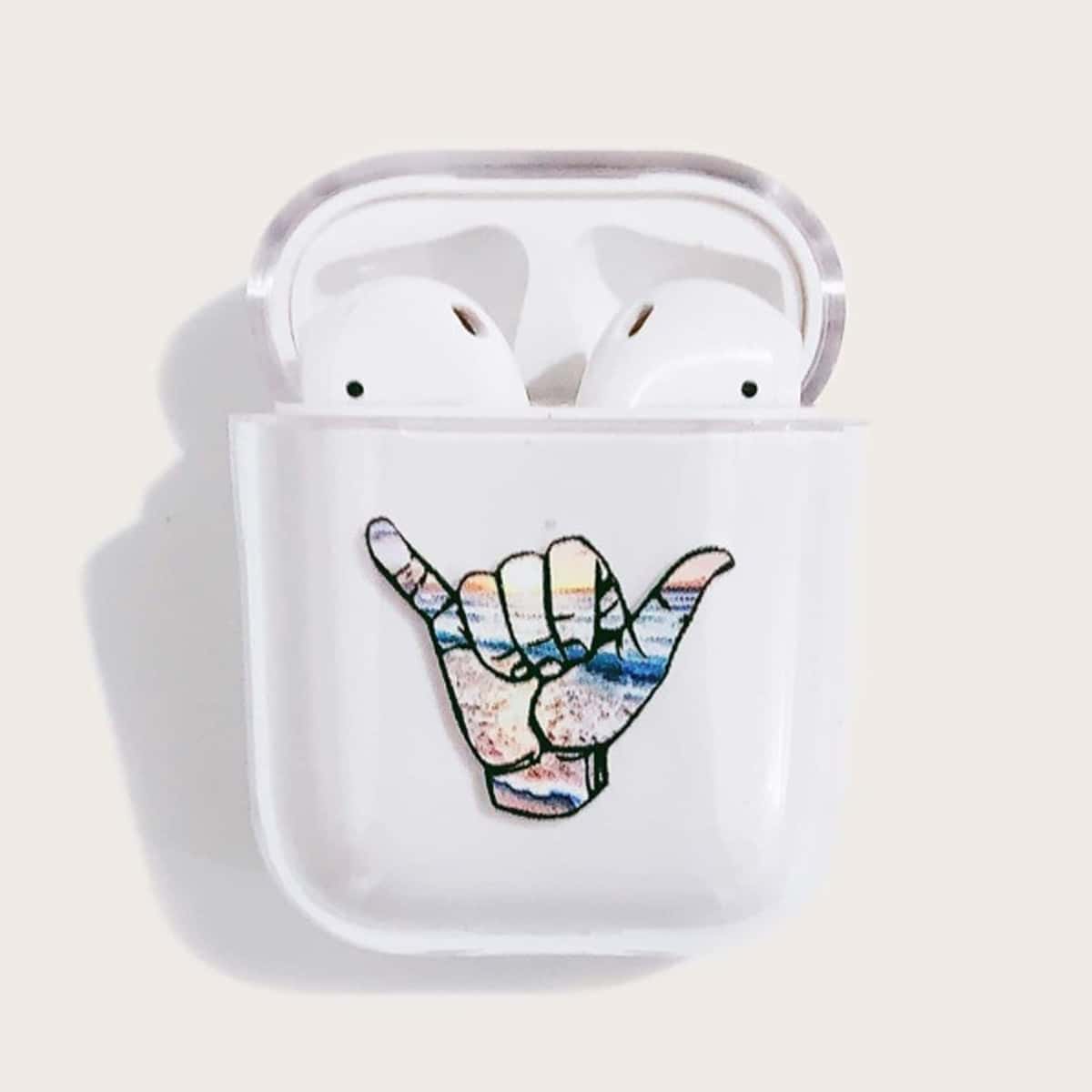 

Hand Graphic Clear AirPods Case, Multicolor