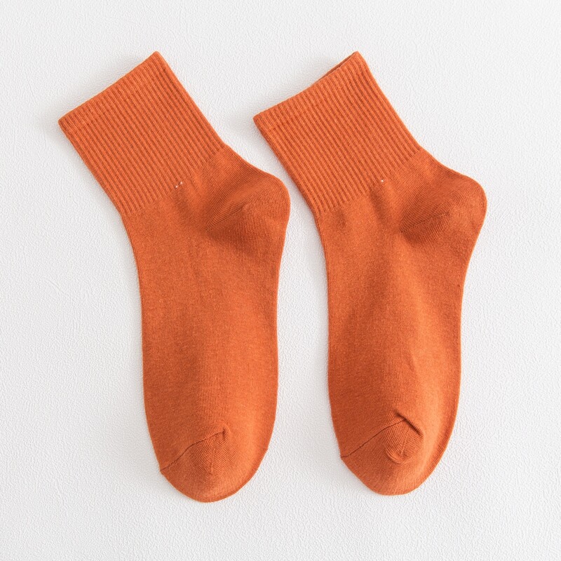 

1pair Solid Crew Socks, Orange