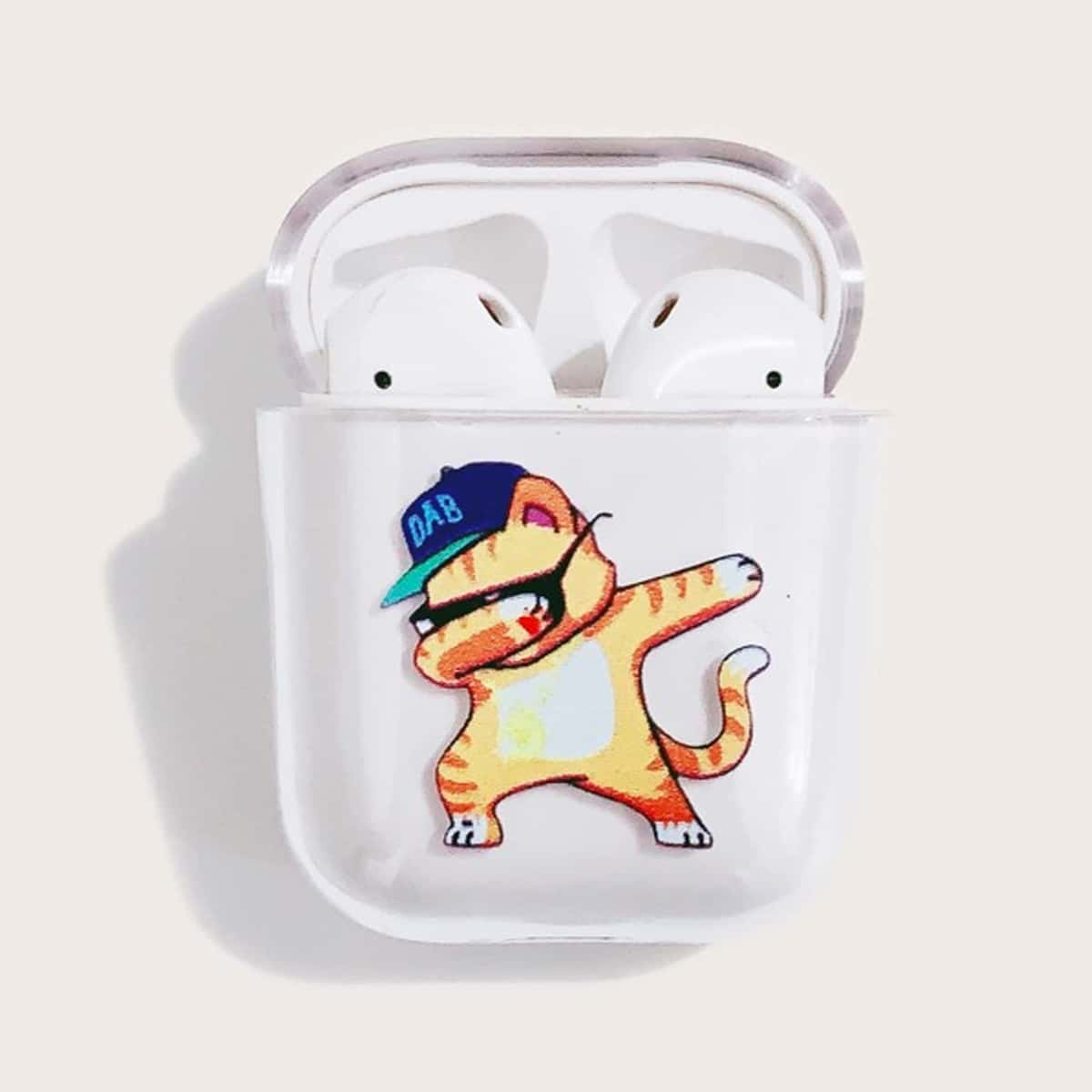 

Cartoon Cat AirPods Case, Orange