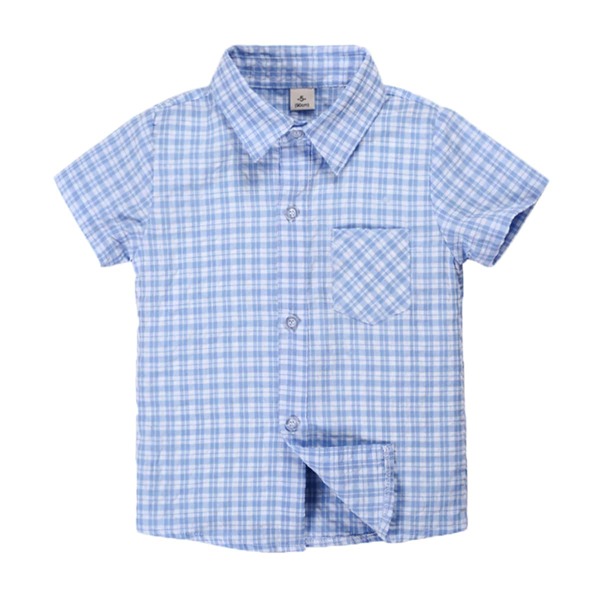 

Toddler Boys Button Up Pocket Plaid Shirt, Blue and white