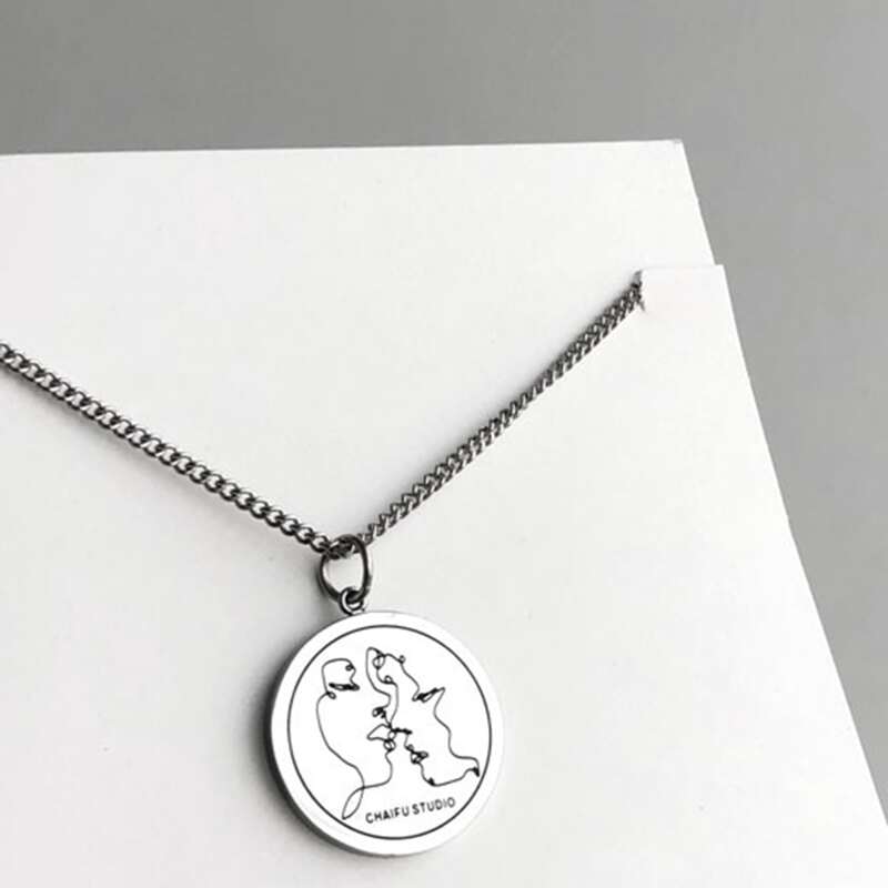 

Figure Coin Pendant Necklace, Silver