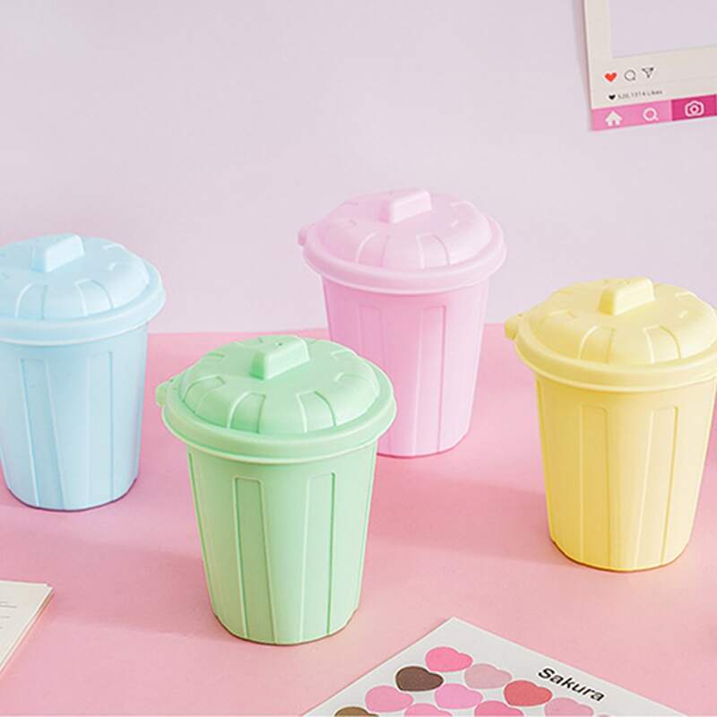 

1pc Solid Desktop Storage Bucket, Multicolor