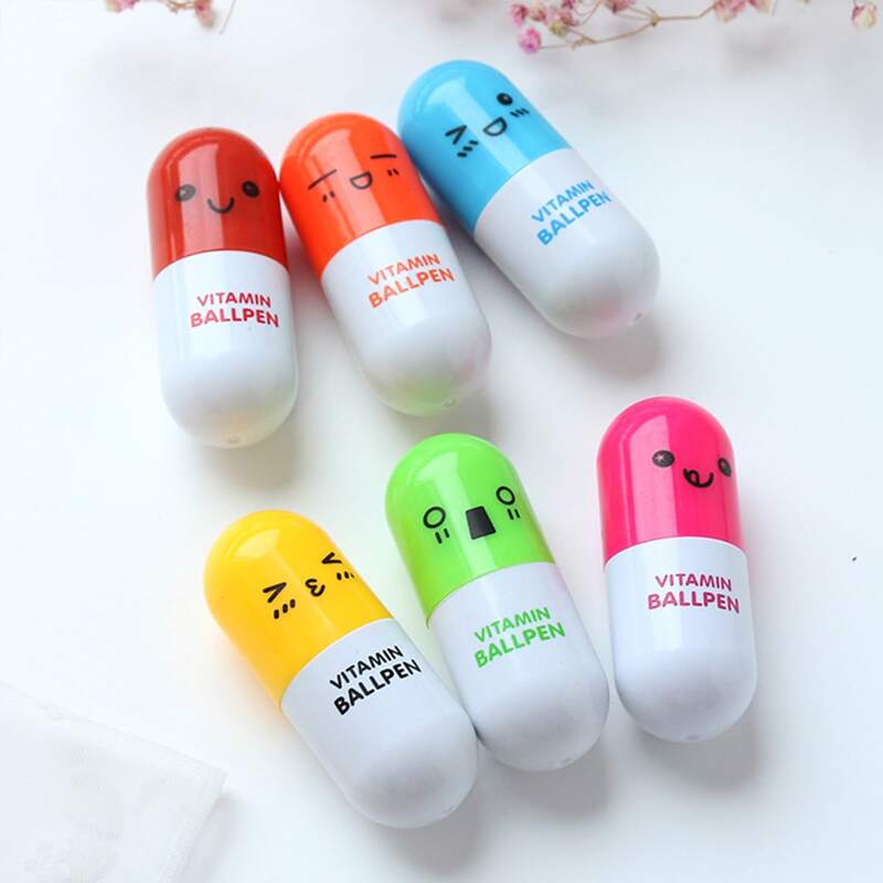 

6pcs Random Cartoon Capsule Ballpoint Pen, Multicolor